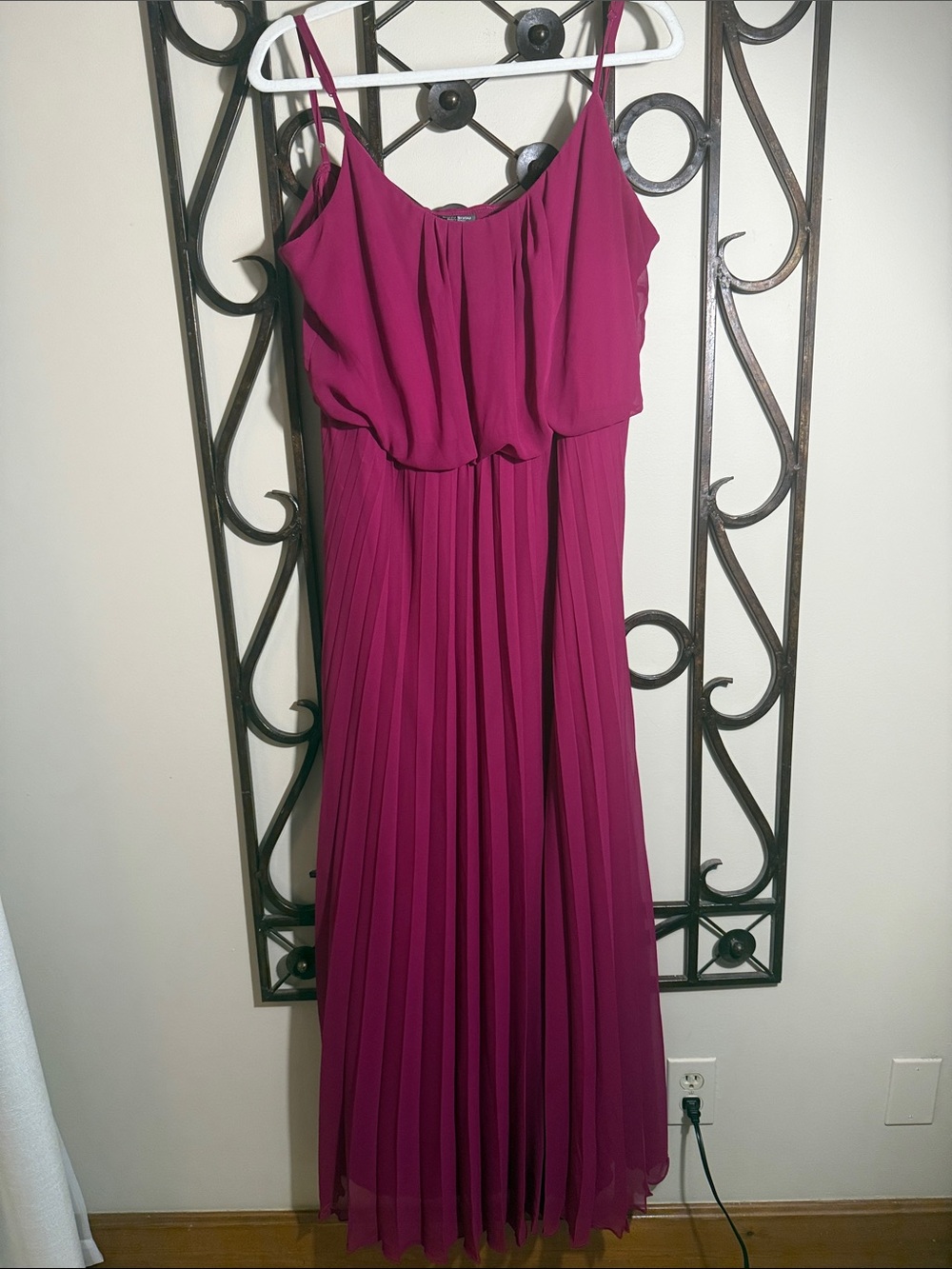 Bisou Bisou Magenta Pleated Maxi Dress